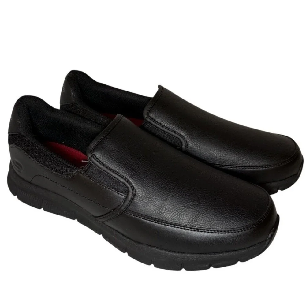 SKECHERS Men's Relaxed Fit Nampa Groton SR Slip Resistant Work Shoe Black Sz 7